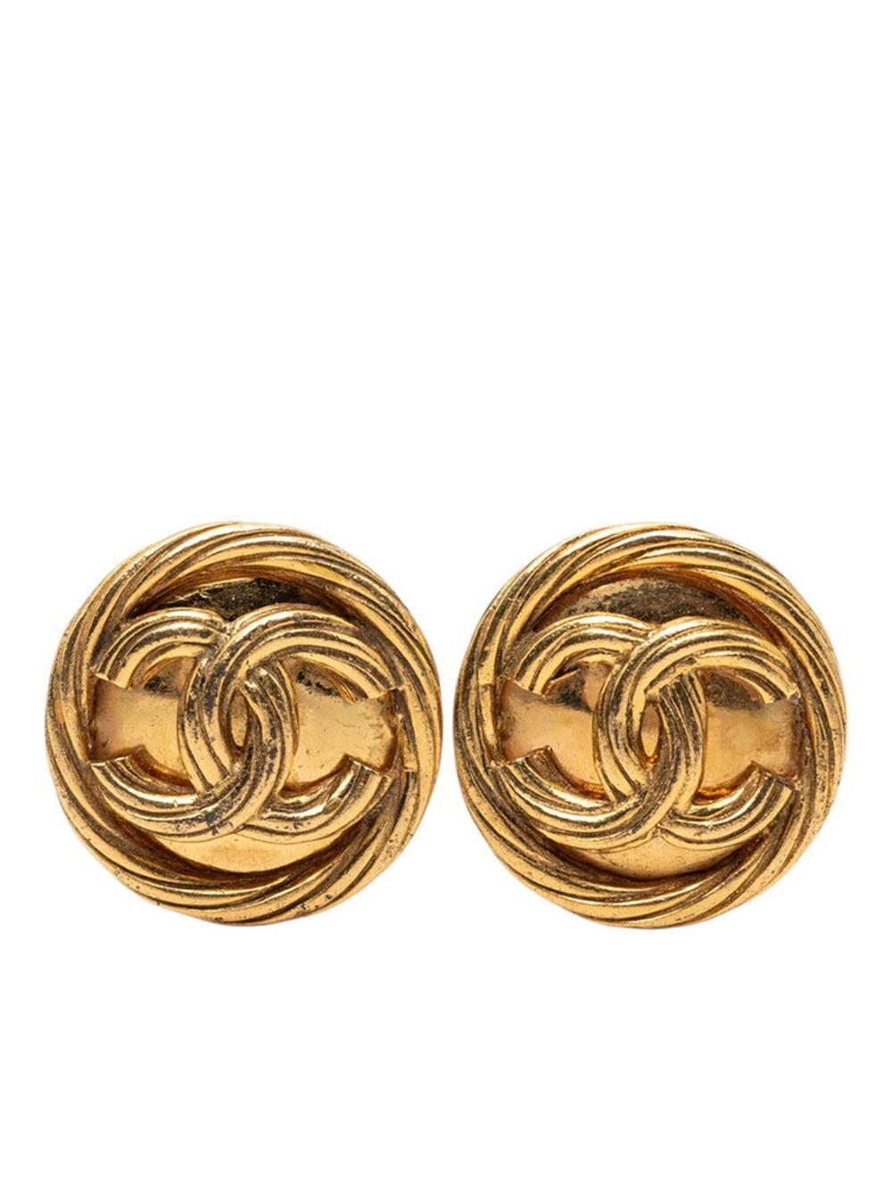 Chanel Cc Logo Round Clip-On Earrings #299608C69B